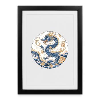 Chinese Dragon – Porcelain Pattern Floral - Framed poster (27 × 37 cm) - black - Front