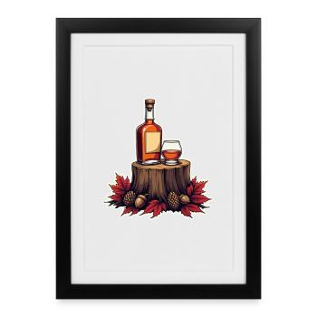 Whisky d’automne sur la souche - Affiche encadrée (27 × 37 cm) - noir - Devant