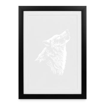 Wolf Tribal Wolf Head Tattoo - Framed poster (27 × 37 cm) - black - Front