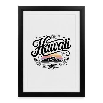 Hawaï - Souvenir USA State Design - Affiche encadrée (27 × 37 cm) - noir - Devant
