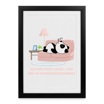 Je ne suis pas paresseux - je suis en mode économie d’énergie - Affiche encadrée (27 × 37 cm) - noir - Devant