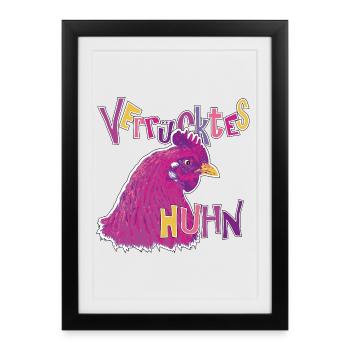 Poulet fou coloré - Affiche encadrée (27 × 37 cm) - noir - Devant