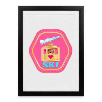 children skiing ski gondola lift skier - Framed poster (27 × 37 cm) - black - Front