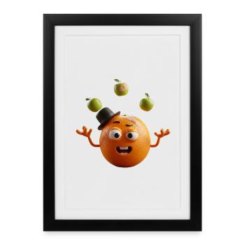 Orange ludique - Affiche encadrée (27 × 37 cm) - noir - Devant