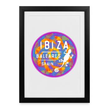 Ibiza Baléares Design - Affiche encadrée (27 × 37 cm) - noir - Devant