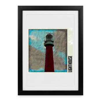 Lighthouse in the storm - Framed poster (27 × 37 cm) - black - Front