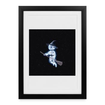 Robot sorcière dans l'espace - Affiche encadrée (27 × 37 cm) - noir - Devant
