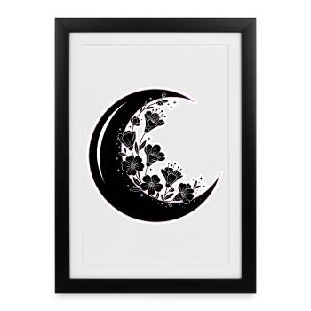 Floral Moon Phase Illustration - Framed poster (27 × 37 cm) - black - Front