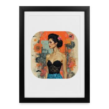 T-shirt rétro classique de style vintage - Affiche encadrée (27 × 37 cm) - noir - Devant