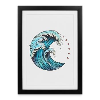 Dynamic Wave Art Illustration - Framed poster (27 × 37 cm) - black - Front