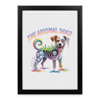 Illustration de chien abyssimal psychédélique - Affiche encadrée (27 × 37 cm) - noir - Devant