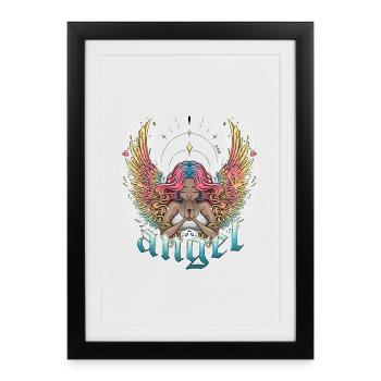 Celestial Angel with Multicoloured Wings - Framed poster (27 × 37 cm) - black - Front