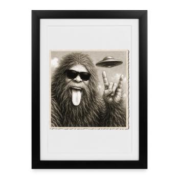 Rock, Rocker, Rock Musik, Rock Hand, Bigfoot UFO - Gerahmtes Poster (27 × 37 cm) - Schwarz - Vorne