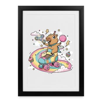 Capybara on Skate with Color Festival - Framed poster (27 × 37 cm) - black - Front