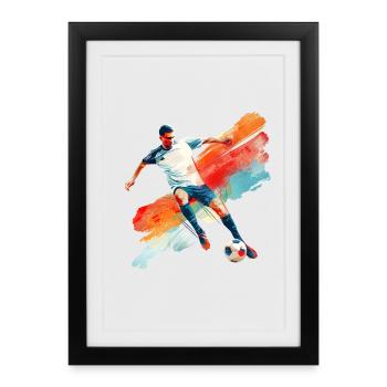 Dynamic soccer player in motion - Framed poster (27 × 37 cm) - black - Front