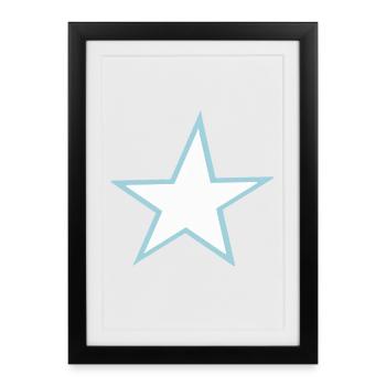 Shining star with blue border - Framed poster (27 × 37 cm) - black - Front