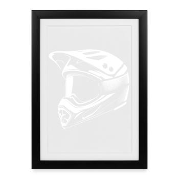 Motocross Helmet Illustration - Framed poster (27 × 37 cm) - black - Front