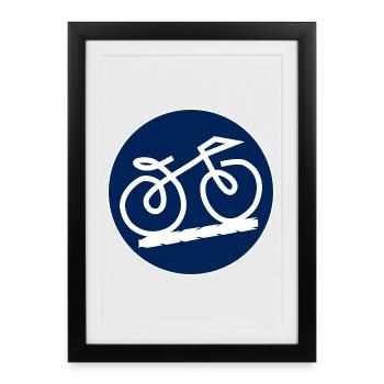 Vélo de cyclisme Line Art - Affiche encadrée (27 × 37 cm) - noir - Devant