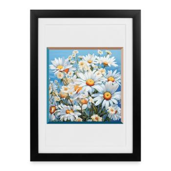 Broderie à motif floral Daisy Garden Meadow - Affiche encadrée (27 × 37 cm) - noir - Devant