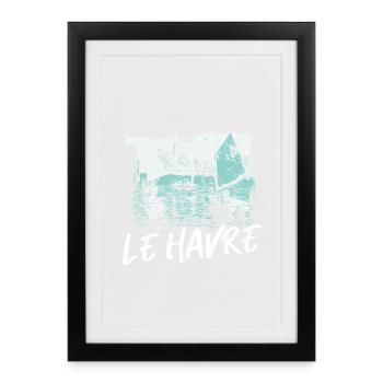 Le Havre Port and Voiles Écume - Framed poster (27 × 37 cm) - black - Front