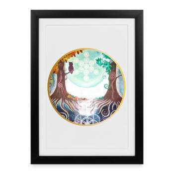 Mystical Nature Connection Illustration - Framed poster (27 × 37 cm) - black - Front