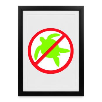Pas de tortue d’eau Zone de bouclier interdite contre - Affiche encadrée (27 × 37 cm) - noir - Devant