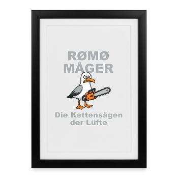 Rømø Måger, die dänische Variante der Sylter Möwen - Gerahmtes Poster (27 × 37 cm) - Schwarz - Vorne