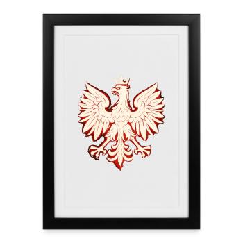 Pologne Polska Aigle drapeau patriotisme cadeau - Affiche encadrée (27 × 37 cm) - noir - Devant