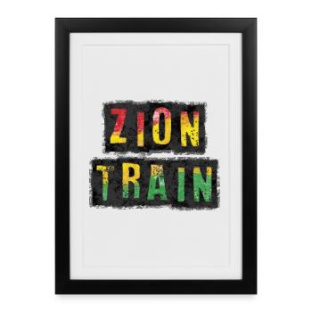 Vibrant ZION TRAIN Reggae Design - Affiche encadrée (27 × 37 cm) - noir - Devant