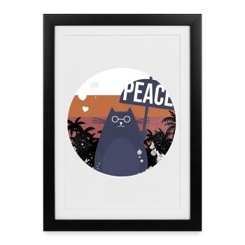 Cat Vintage Design Gift - Framed poster (27 × 37 cm) - black - Front