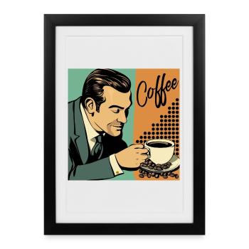 Affiche café rétro / vintage pour votre café - Affiche encadrée (27 × 37 cm) - noir - Devant