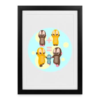 Cute Kawaii Figures Family - Framed poster (27 × 37 cm) - black - Front