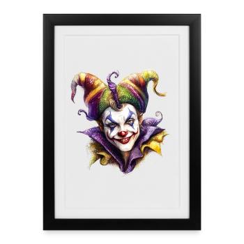 Illustration de visage de clown - Affiche encadrée (27 × 37 cm) - noir - Devant