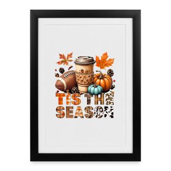 Tis the season Herbstzeit mit Football und Kaffee - Gerahmtes Poster (27 × 37 cm) - Schwarz - Vorne