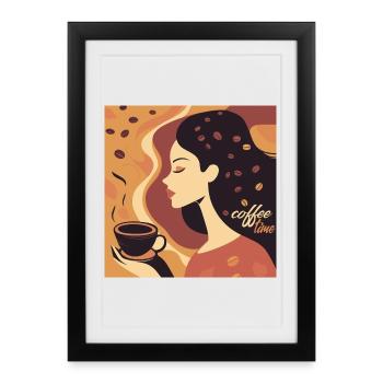 Affiche vintage de style rétro café - Affiche encadrée (27 × 37 cm) - noir - Devant