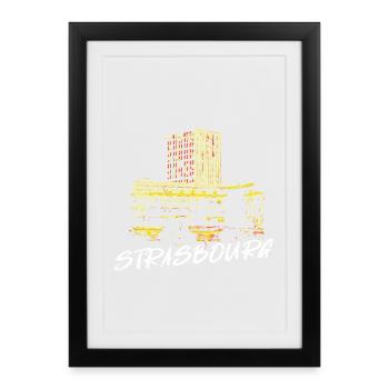 Illustration Rivétoile Strasbourg moderne - Affiche encadrée (27 × 37 cm) - noir - Devant