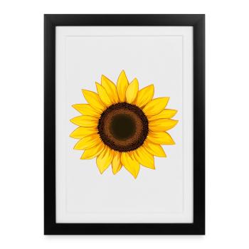 Tournesol illustration vectorielle fleur jaune - Affiche encadrée (27 × 37 cm) - noir - Devant