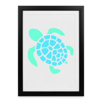 Turtle Logo Turtle Shell Pattern Icon - Framed poster (27 × 37 cm) - black - Front