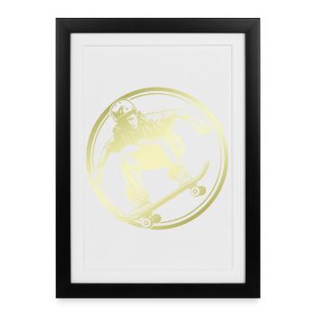 Skateboarding Silhouette Skateboard - Framed poster (27 × 37 cm) - black - Front
