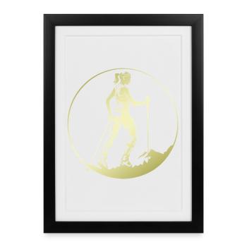Silhouette de marche nordique - Affiche encadrée (27 × 37 cm) - noir - Devant