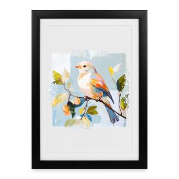 Colorful bird in watercolor style - Framed poster (27 × 37 cm) - black - Front