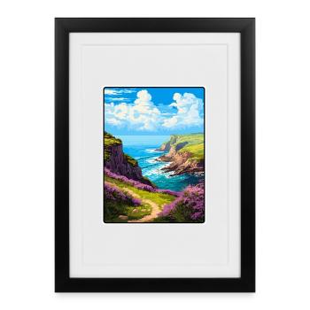 Exmoor England Clifftop Coastal Path - Framed poster (27 × 37 cm) - black - Front