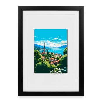 Lake Zurich Switzerland Lakeside Village Sunrise - Framed poster (27 × 37 cm) - black - Front