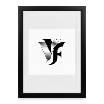 VF Monogramm Metallisch - Gerahmtes Poster (27 × 37 cm) - Schwarz - Vorne