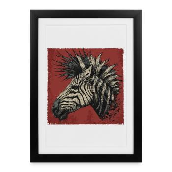 Punk Rock Zèbre - Affiche encadrée (27 × 37 cm) - noir - Devant
