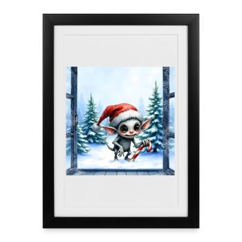 Chapeau d’elfe de Noël - Affiche encadrée (27 × 37 cm) - noir - Devant