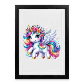 Rainbow Winged Unicorn Crown - Framed poster (27 × 37 cm) - black - Front