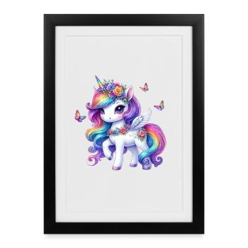 Rainbow Blossom Unicorn Wings - Framed poster (27 × 37 cm) - black - Front