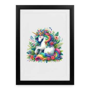 Rainbow Mane Unicorn Bloom - Framed poster (27 × 37 cm) - black - Front