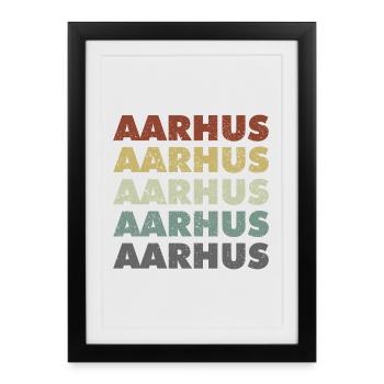 Aarhus - Danemark - Danemark - Scandinavie - Affiche encadrée (27 × 37 cm) - noir - Devant